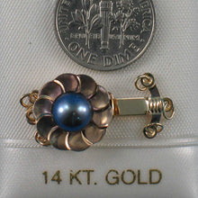 Load image into Gallery viewer, 14K Yellow Gold Lotus Design Triple Strands (3 Rows) Blue Cultured Pearl Clasp