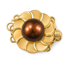 Load image into Gallery viewer, 14K Yellow Gold Triple Strands (3 Rows) Chocolate Cultured Pearl Clasp