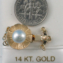 Load image into Gallery viewer, 14K Yellow Gold Triple Strands (3 Rows) White Cultured Pearl Clasp