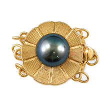 Load image into Gallery viewer, 14K Yellow Gold Triple Strands (3 Rows) Blue-Gray Pearl Clasp