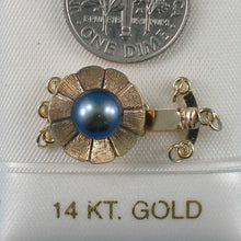 Load image into Gallery viewer, 14K Yellow Gold Triple Strands (3 Rows) Blue-Gray Pearl Clasp