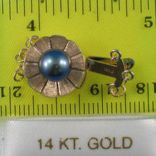 Load image into Gallery viewer, 14K Yellow Gold Triple Strands (3 Rows) Blue-Gray Pearl Clasp