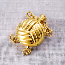 Load image into Gallery viewer, 14K Yellow Gold Classic 2-Row (2 Strands) Pearl Beads Clasp