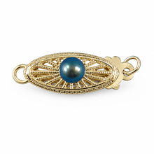 Load image into Gallery viewer, Black Pearl 14K Yellow Gold Marquise Hook Safety Clasp w/ Close Jump Rings