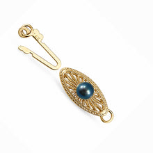 Load image into Gallery viewer, Black Pearl 14K Yellow Gold Marquise Hook Safety Clasp w/ Close Jump Rings