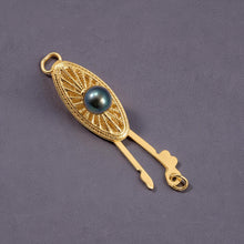 Load image into Gallery viewer, Black Pearl 14K Yellow Gold Marquise Hook Safety Clasp w/ Close Jump Rings
