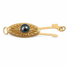 Load image into Gallery viewer, Black Pearl 14K Yellow Gold Marquise Hook Safety Clasp w/ Close Jump Rings