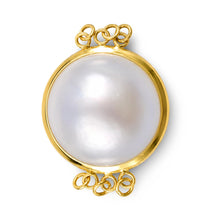 Load image into Gallery viewer, 14K Yellow Gold Triple Strands (3 Rows) 16mm White Mabe Pearl Divider
