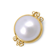 Load image into Gallery viewer, 14K Yellow Gold Triple Strands (3 Rows) 16mm White Mabe Pearl Divider