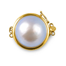 Load image into Gallery viewer, 14K Yellow Gold Double Strands (2 Rows) 15mm White Mabe Pearl Clasp