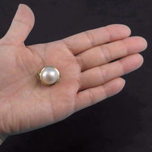 Load image into Gallery viewer, 14K Yellow Gold Double Strands (2 Rows) 15mm White Mabe Pearl Clasp