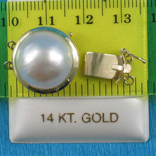 Load image into Gallery viewer, 14K Yellow Gold Double Strands (2 Rows) 15mm White Mabe Pearl Clasp