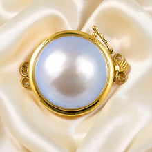 Load image into Gallery viewer, 14K Yellow Gold Double Strands (2 Rows) 15mm White Mabe Pearl Clasp