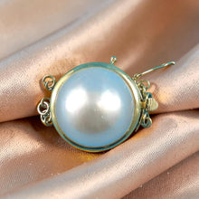 Load image into Gallery viewer, 14K Yellow Gold Triple Strands (3 Rows) 15mm White Mabe Pearl Clasp