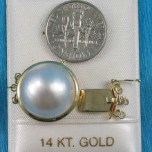 Load image into Gallery viewer, 14K Yellow Gold Triple Strands (3 Rows) 15mm White Mabe Pearl Clasp
