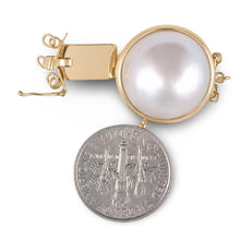 Load image into Gallery viewer, 14K Yellow Gold Triple Strands (3 Rows) 15mm White Mabe Pearl Clasp