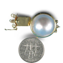 Load image into Gallery viewer, 14K Yellow Gold Triple Strands (3 Rows) 15mm White Mabe Pearl Clasp