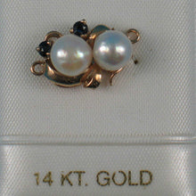 Load image into Gallery viewer, 14K Yellow Gold 2 Sapphire &amp; 6.5-7mm White Cultured Pearl Clasp