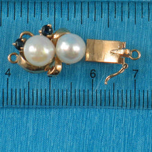 Load image into Gallery viewer, 14K Yellow Gold 2 Sapphire &amp; 6.5-7mm White Cultured Pearl Clasp