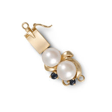 Load image into Gallery viewer, 14K Yellow Gold 2 Sapphire &amp; 6.5-7mm White Cultured Pearl Clasp