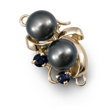Load image into Gallery viewer, 14K Yellow Gold 2 Sapphire &amp; 6.5-7mm Black Cultured Pearl Clasp