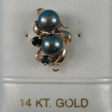 Load image into Gallery viewer, 14K Yellow Gold 2 Sapphire &amp; 6.5-7mm Black Cultured Pearl Clasp