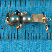 Load image into Gallery viewer, 14K Yellow Gold 2 Sapphire &amp; 6.5-7mm Black Cultured Pearl Clasp