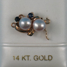 Load image into Gallery viewer, 14K Yellow Gold 2 Sapphire &amp; Pale Lavender Cultured Pearl Clasp