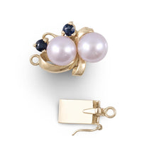 Load image into Gallery viewer, 14K Yellow Gold 2 Sapphire &amp; Pale Lavender Cultured Pearl Clasp