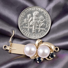 Load image into Gallery viewer, 14K Yellow Gold 2 Sapphire &amp; Pale Lavender Cultured Pearl Clasp