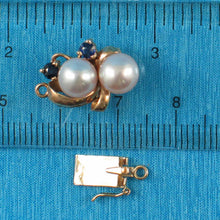 Load image into Gallery viewer, 14K Yellow Gold 2 Sapphire &amp; Pale Lavender Cultured Pearl Clasp