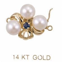 Load image into Gallery viewer, 14K Yellow Gold Sapphire &amp; 7-7.5mm White Cultured Pearl Clasp