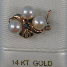 Load image into Gallery viewer, 14K Yellow Gold Sapphire &amp; 7-7.5mm White Cultured Pearl Clasp
