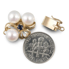 Load image into Gallery viewer, 14K Yellow Gold Sapphire &amp; 7-7.5mm White Cultured Pearl Clasp