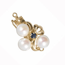 Load image into Gallery viewer, 14K Yellow Gold Sapphire &amp; 7-7.5mm White Cultured Pearl Clasp