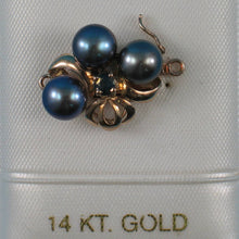 Load image into Gallery viewer, 14K Yellow Gold Sapphire &amp; 6.5-7mm Black Cultured Pearl Clasp