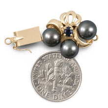 Load image into Gallery viewer, 14K Yellow Gold Sapphire &amp; 6.5-7mm Black Cultured Pearl Clasp