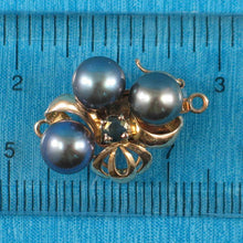 Load image into Gallery viewer, 14K Yellow Gold Sapphire &amp; 6.5-7mm Black Cultured Pearl Clasp