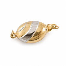Load image into Gallery viewer, 14K Yellow Gold High-Polished Two-Tone Oval Pearl Bead Clasp