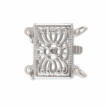 Load image into Gallery viewer, 14K White Gold Classic 2-Row Clasp with Close Jump Rings