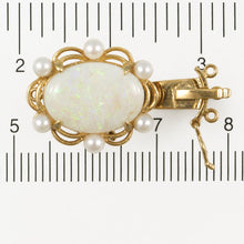 Load image into Gallery viewer, 14K Yellow Gold Genuine Natural Opal &amp; White Cultured Pearl Clasp