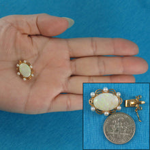 Load image into Gallery viewer, 14K Yellow Gold Genuine Natural Opal &amp; White Cultured Pearl Clasp