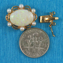 Load image into Gallery viewer, 14K Yellow Gold Genuine Natural Opal &amp; White Cultured Pearl Clasp