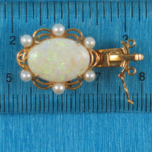 Load image into Gallery viewer, 14K Yellow Gold Genuine Natural Opal &amp; White Cultured Pearl Clasp