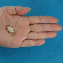 Load image into Gallery viewer, 14K Yellow Gold Genuine Natural Opal &amp; White Cultured Pearl Clasp