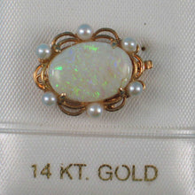 Load image into Gallery viewer, 14K Yellow Gold Genuine Natural Opal &amp; White Cultured Pearl Clasp