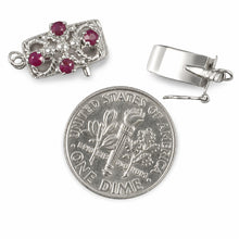 Load image into Gallery viewer, 14K White Gold Genuine Natural Red Ruby Clasp