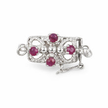 Load image into Gallery viewer, 14K White Gold Genuine Natural Red Ruby Clasp