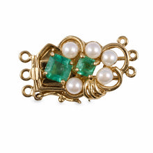 Load image into Gallery viewer, 14K Yellow Gold Natural Emerald &amp; White Cultured Pearl Triple-Strand Clasp