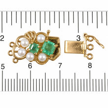 Load image into Gallery viewer, 14K Yellow Gold Natural Emerald &amp; White Cultured Pearl Triple-Strand Clasp